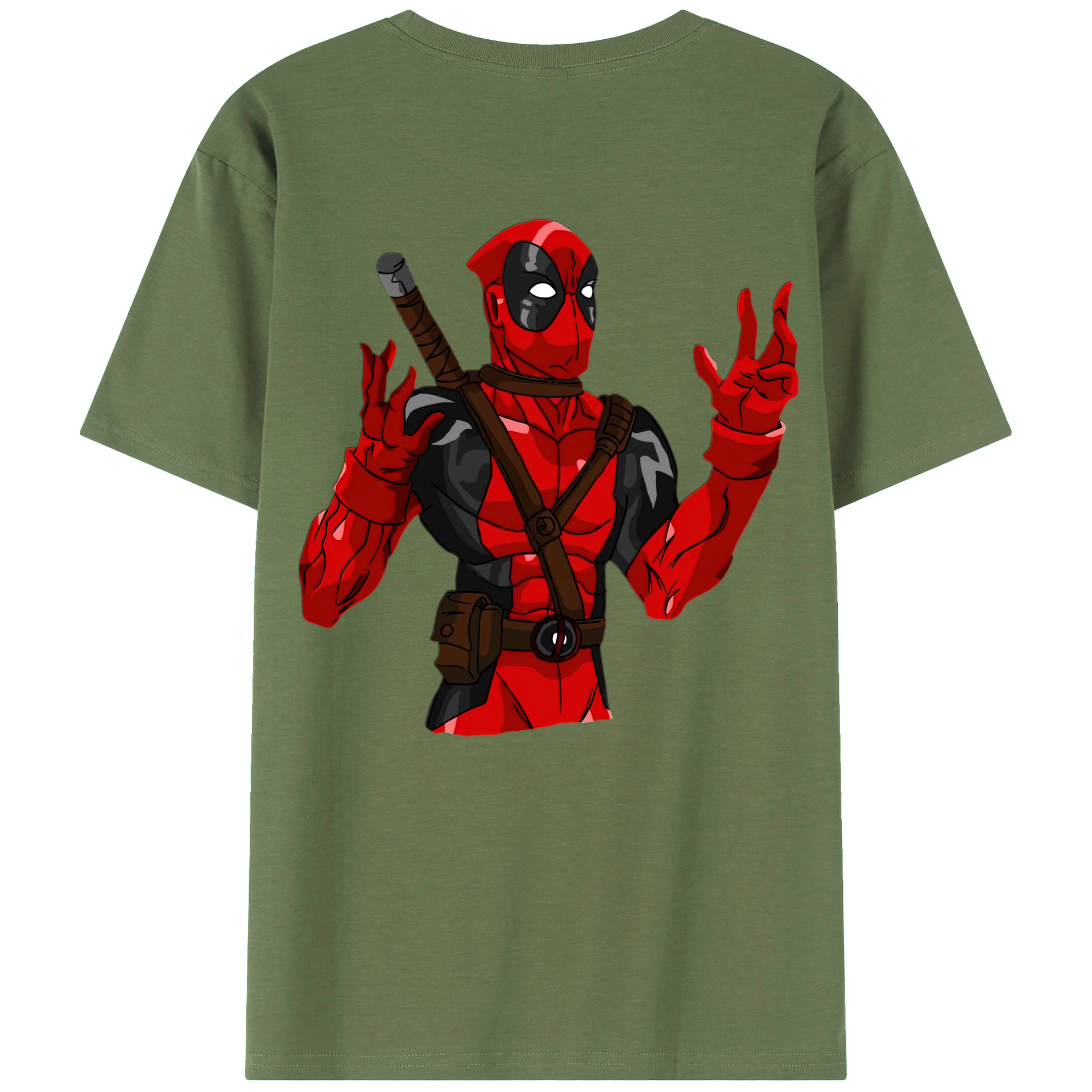 （画像用） Deadpool デッドプール 綿100％ メンズ半袖Tシャツ（バックプリント） 通気性